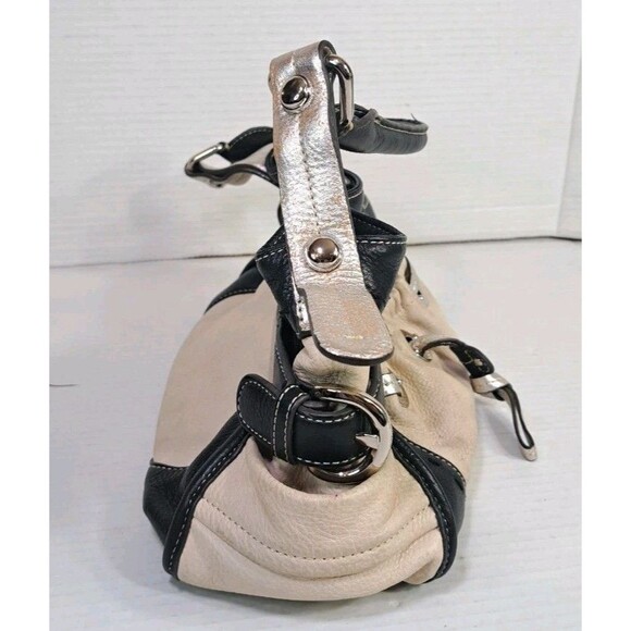 B. Makowsky Black White Lisbon BM6205 Leather Shoulder Bag 14x8x5 Purse 16" Drop - Picture 7 of 8